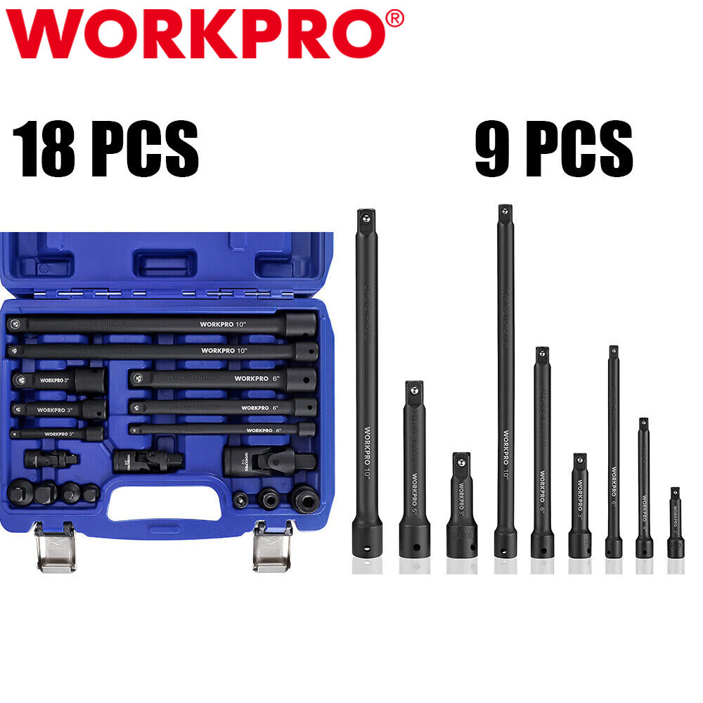 WORKPRO 18PC/9PCS Impact Driver Extension Bar Drive Socket Extension Accessories