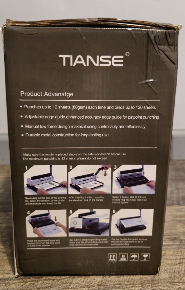 TIANSE Binding Machine, Wire Binder Machine Model BM-W1212