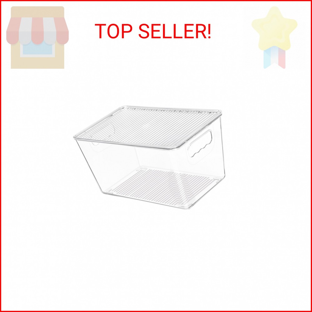 Vtopmart 1 Pack Clear Stackable Storage Bins with Lids, Medium Plastic Container