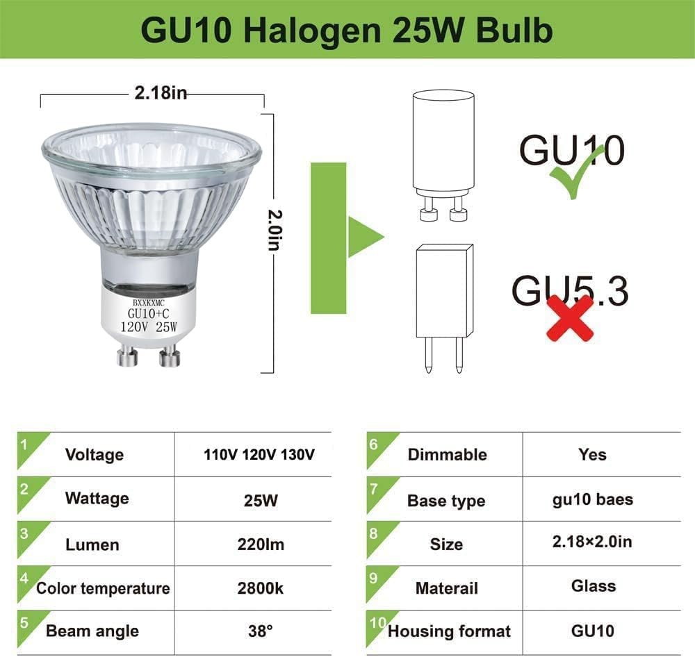 Halogen Bulb 25W NP5 Candle Warmer ETC Replacement Light Bulb (4 Pack) GU10