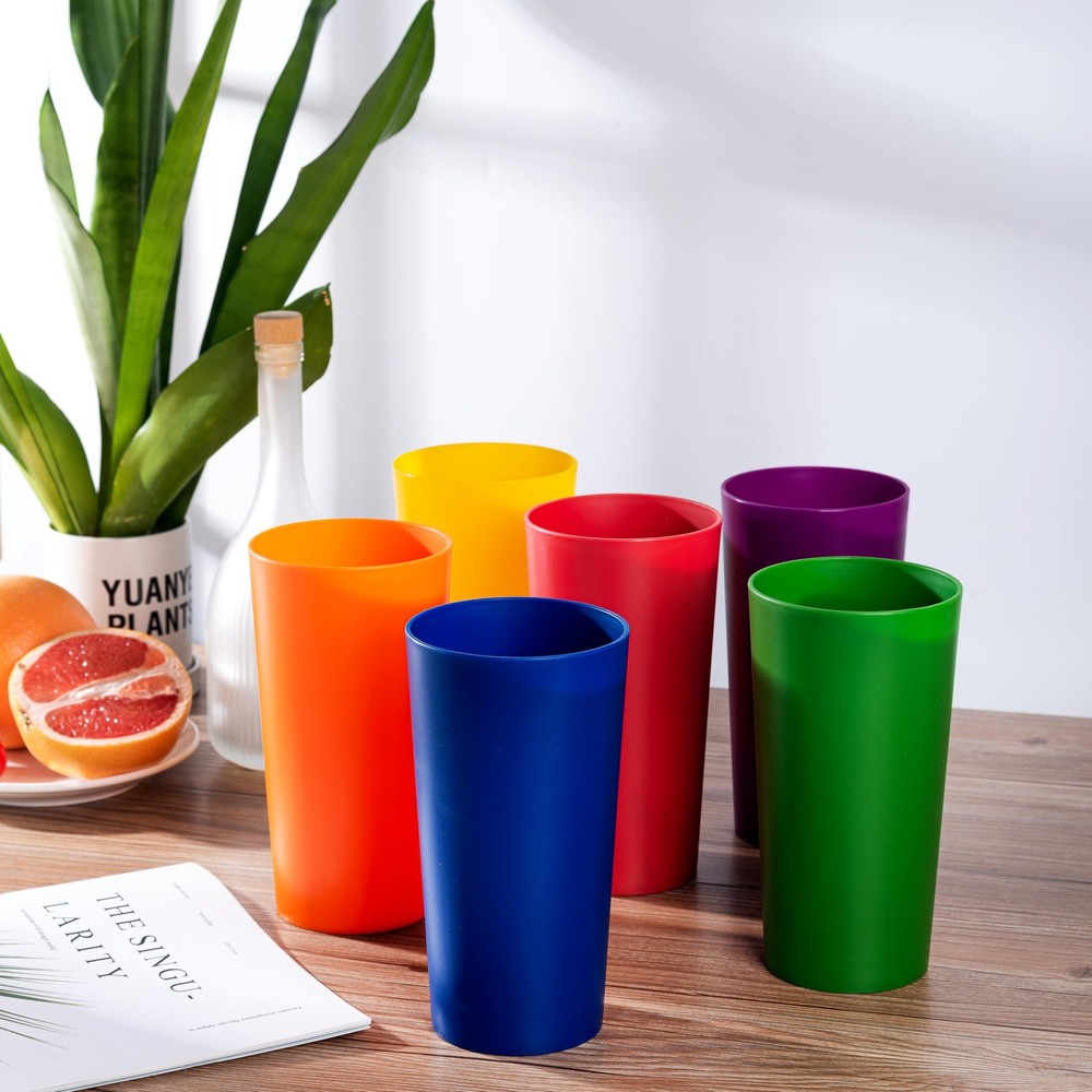 ZAINCA 26-ounce Plastic Drinking Glasses Stackable 26 oz, Mixed-Color