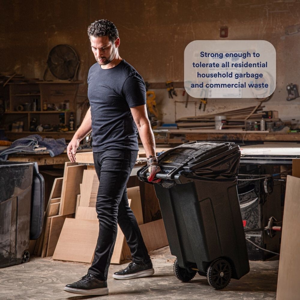 Plasticplace 95-96 Gallon Black Trash Bags, 25 Count