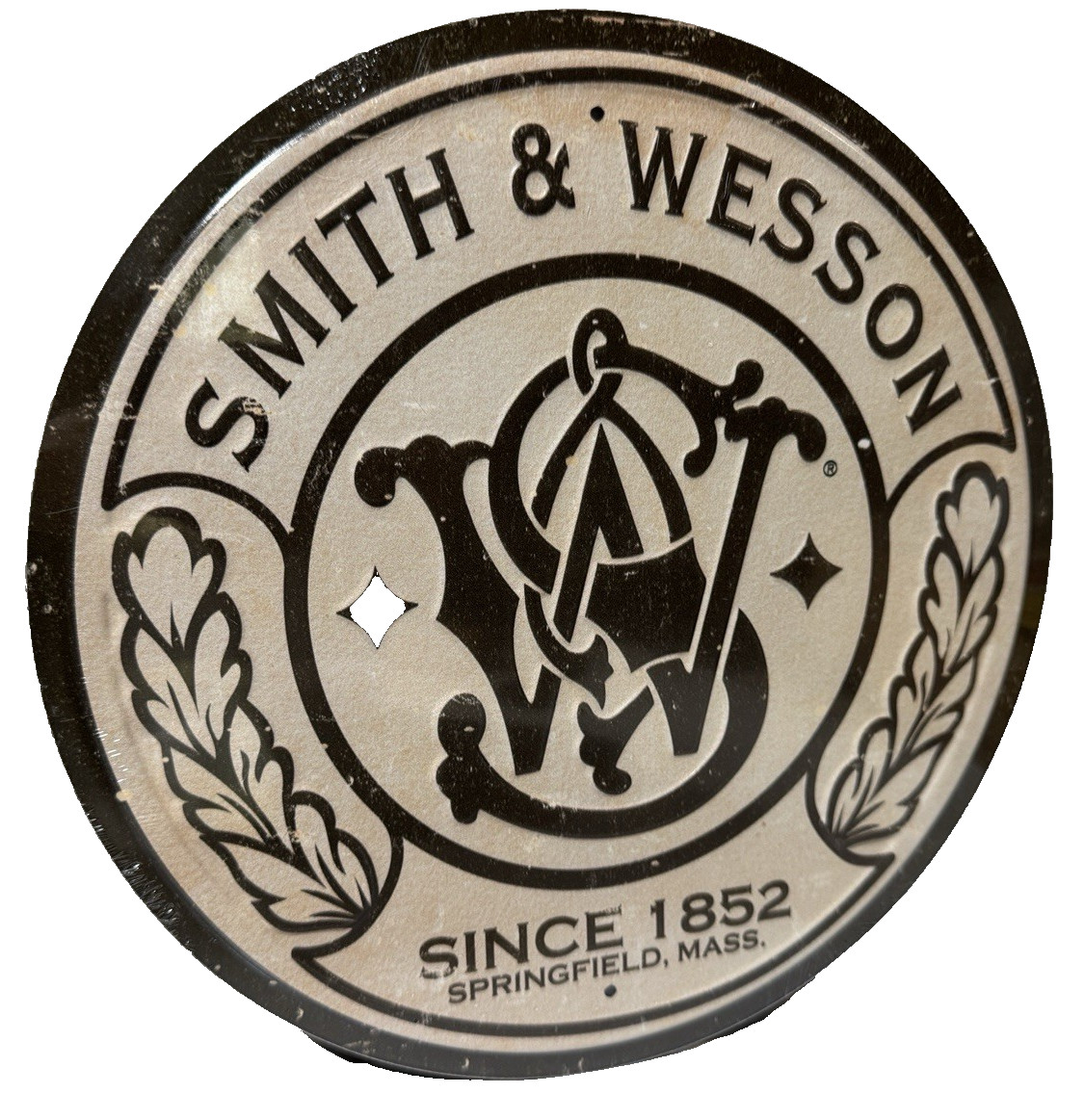 Smith & Wesson Round FULLY EMBOSSED Sign wall decor 11.75 " inch Made in USA