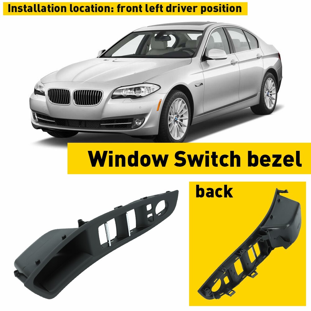 For BMW 520i 528i Black Driver Door Left Pull Handle Window Switch Cover Trim