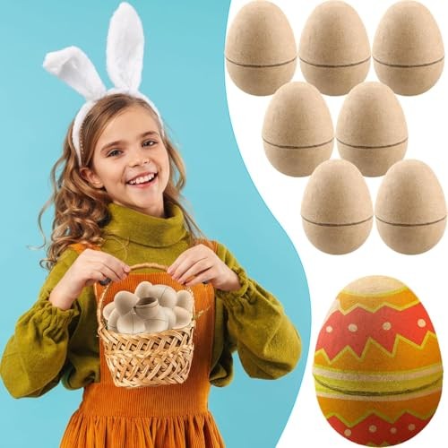 DIY Easter Eggs Craft Kit - 12 Blank Paper Mache Egg Shapes for Egg