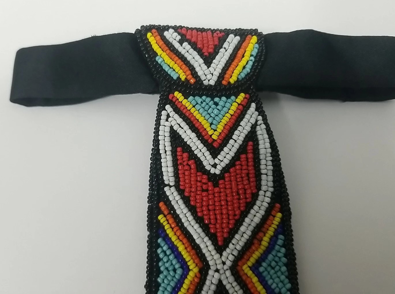NATIVE AMERICAN INDIAN NECKTIE Beaded Tie Seed Bead Aztec Southwestern Design