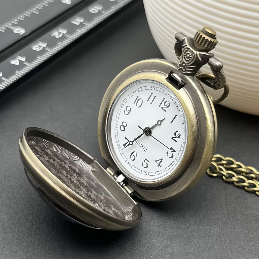 Pocket Watch USA Veteran American Flag Eagle Quartz Watch W3