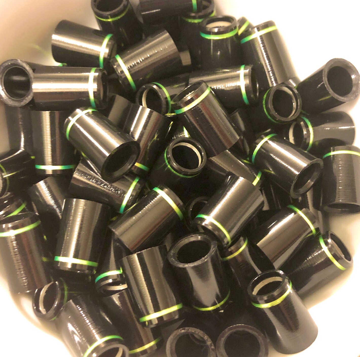 (12) Premium Quality Iron Ferrules Black w/ Green Ring 0.75" - .355 .370