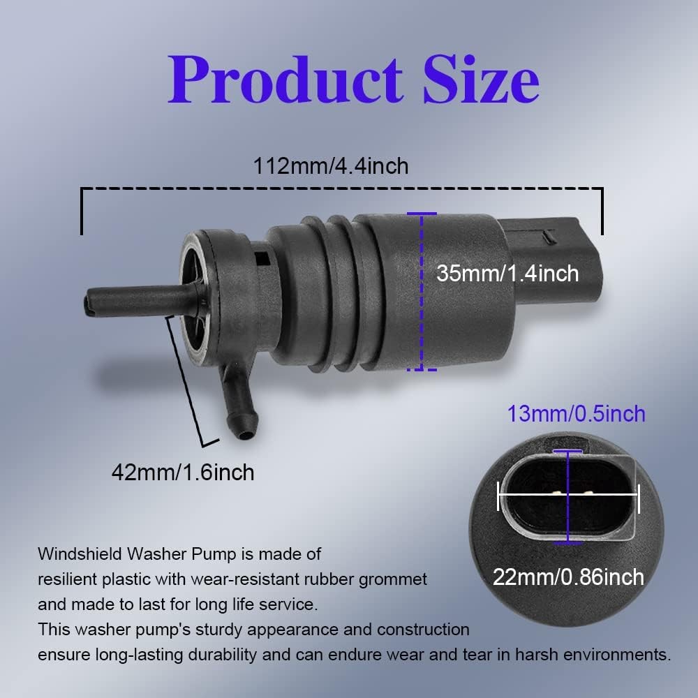 Windshield Washer Pump, Compatible with BMW 328i E46 325i M3 M5 X3 X5 Z3 Z4...