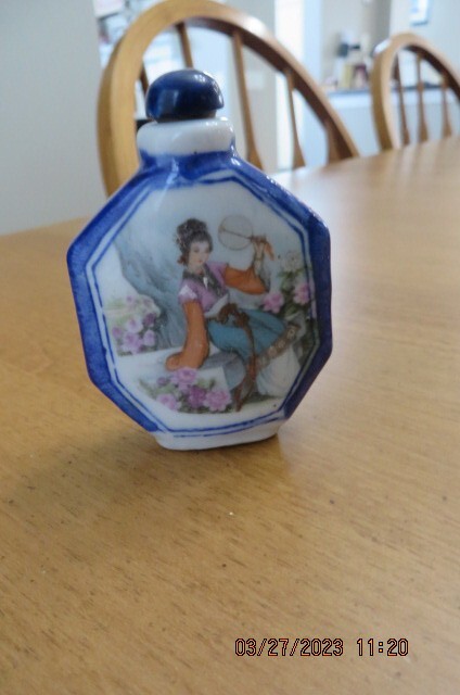 Never Used Fancy Lady Ceramic Snuff Bottle