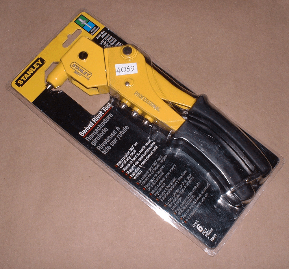 STANLEY Model MR77 360 Degree Swivel Head Pop Rivet Tool w/4 Selectable Sizes