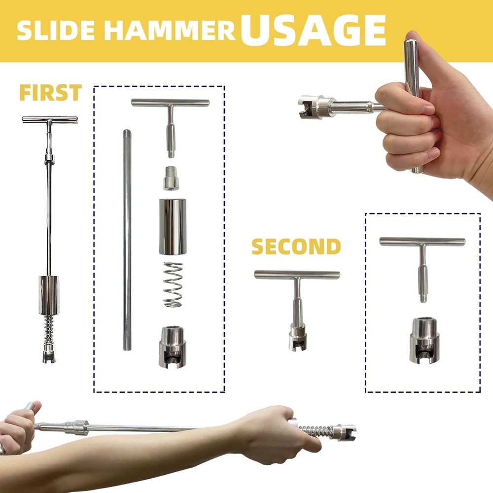 Dent Puller & Paintless Dent Remover Kit,Slide Hammer T-Bar,Pulling Tabs and ...