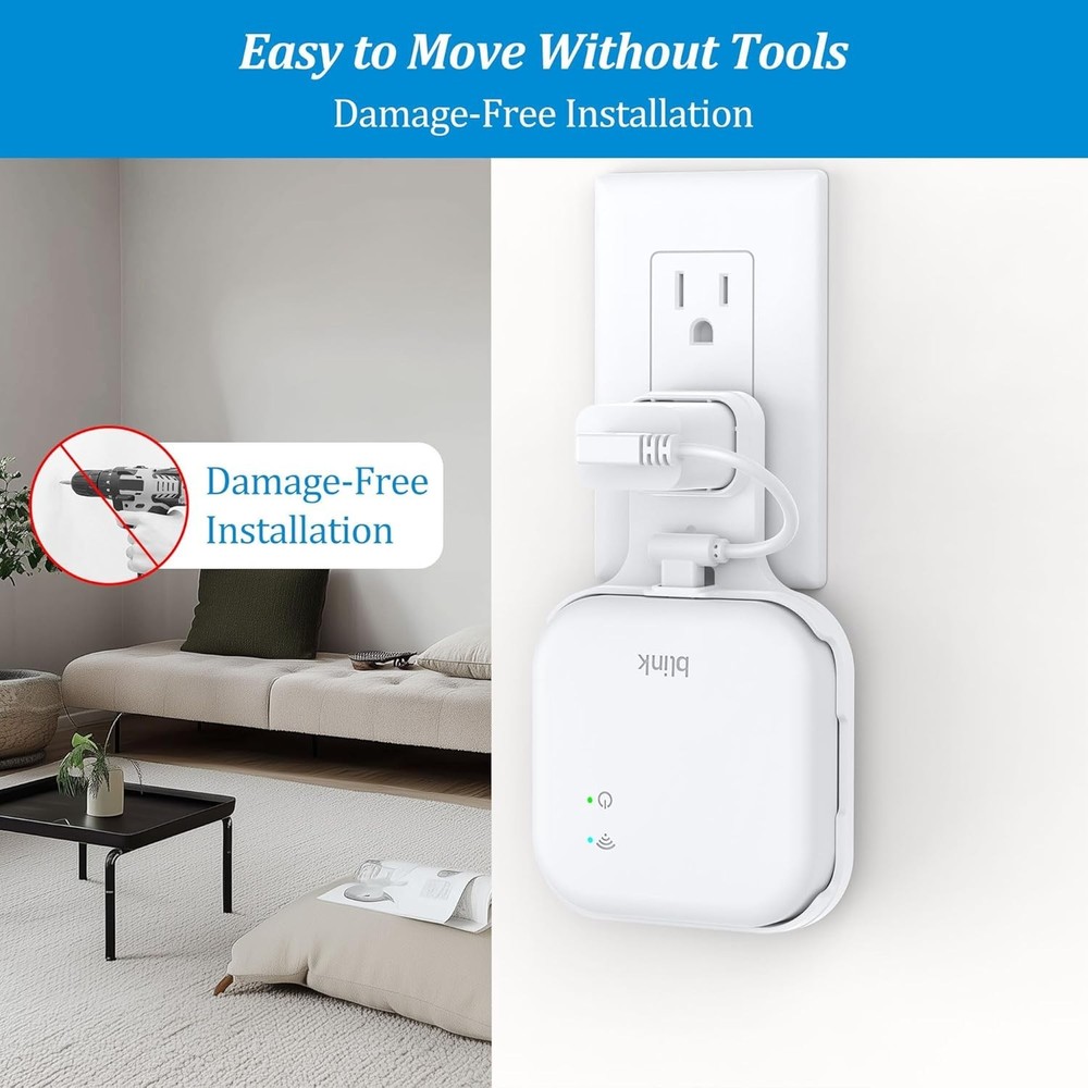 Outlet Wall Mount for Blink Sync Module XR with Short Cable, Space-Saving