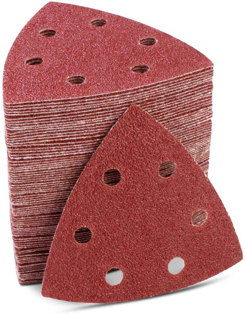 100PCS Triangle Sanding Pads Hook Loop Sandpaper 3-1/2 in Oscillating Multi-Tool