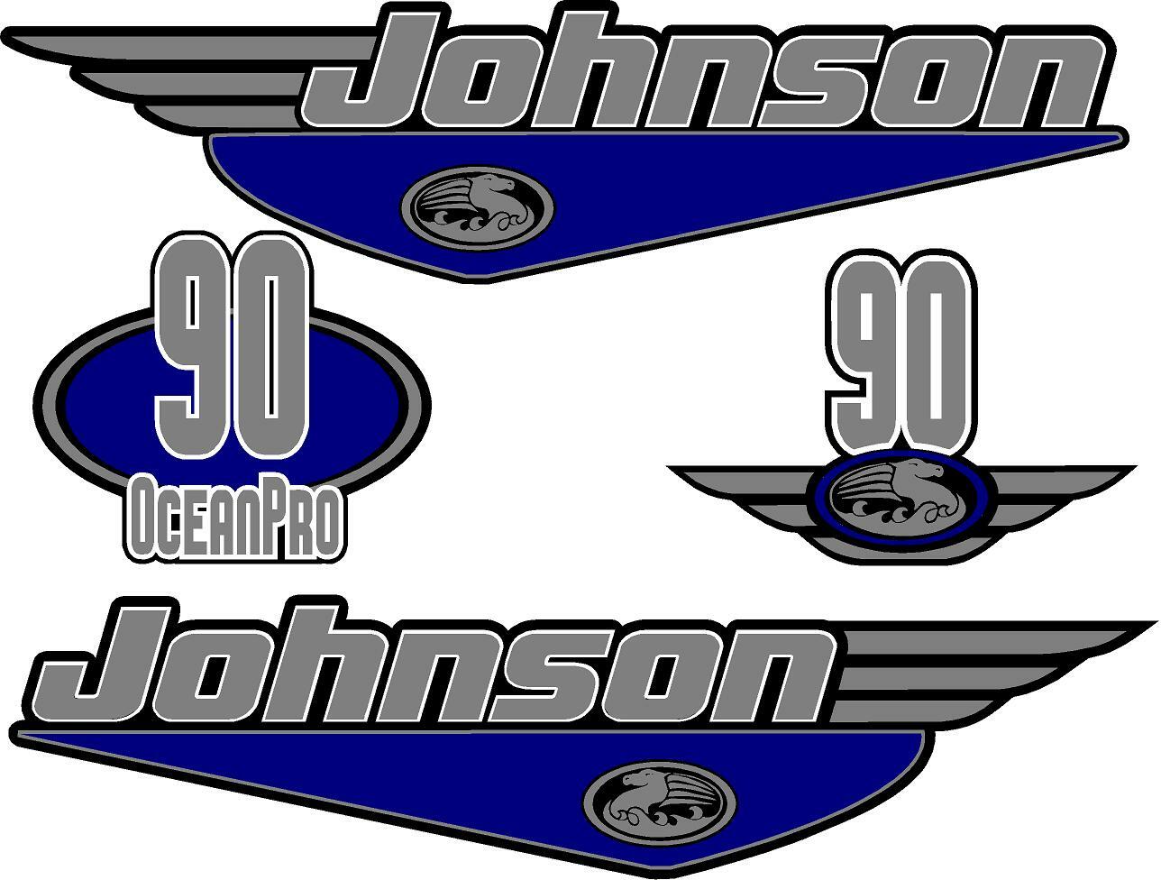 Johnson 90HP Oceanpro Outboard Boat Motor Decal Kit Cowling Engine
