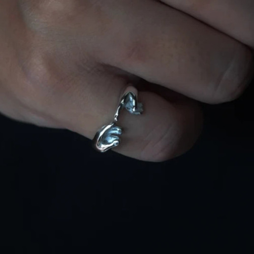 From Dust Of Earth Ring, Stackable Ring Cherry Blossom Sterling Silver Ring