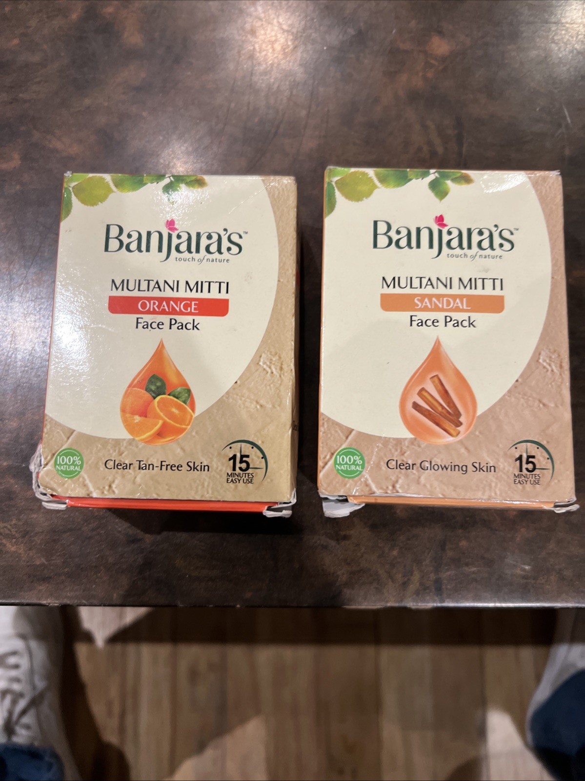 Lot Of Two 4 Packs Of Banjaras Multani Mitti Face Pack Sandle And Orange