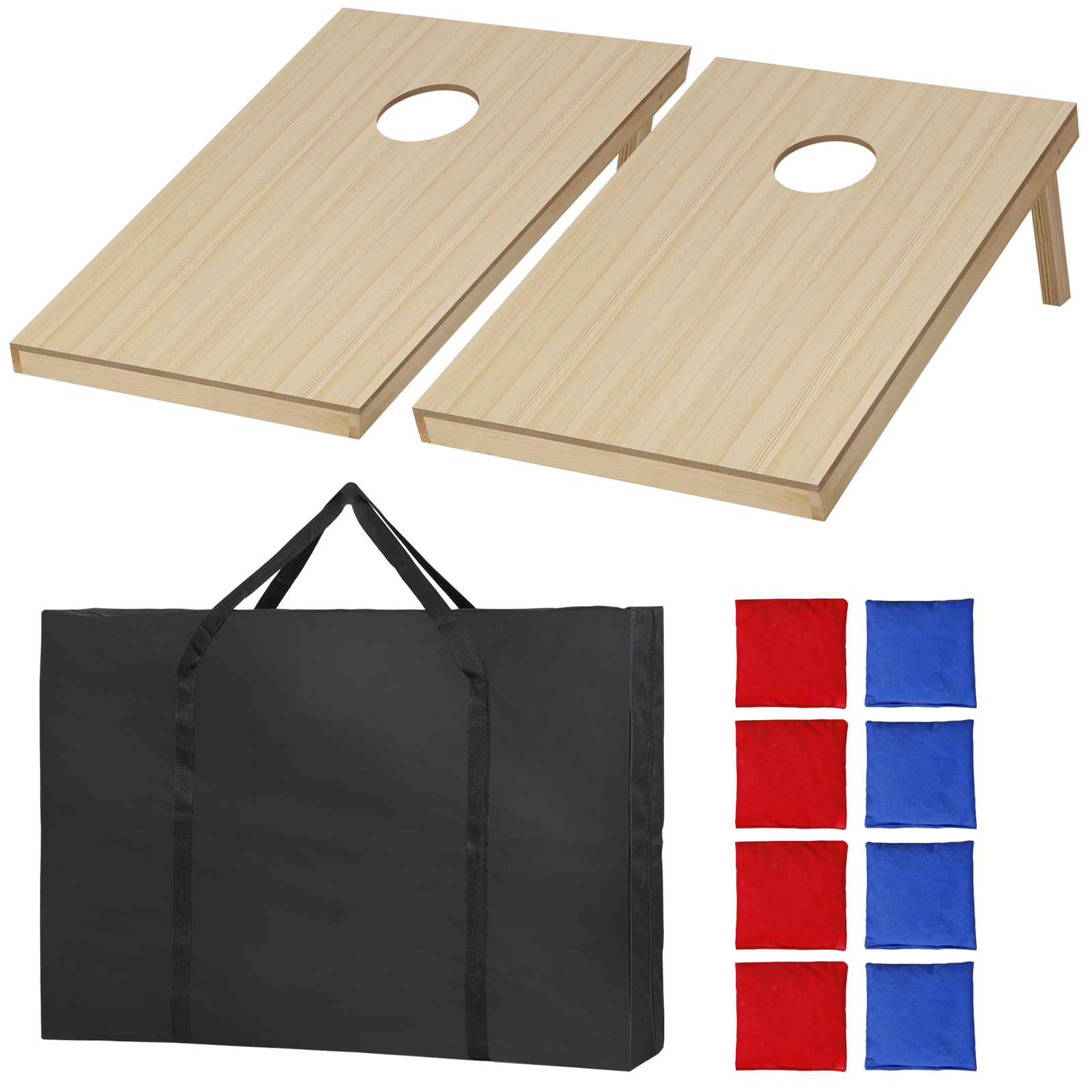 Cornhole Game Set 3x2FT Classic Size Wood Cornhole Boards 8 Bean Bags w/ Case
