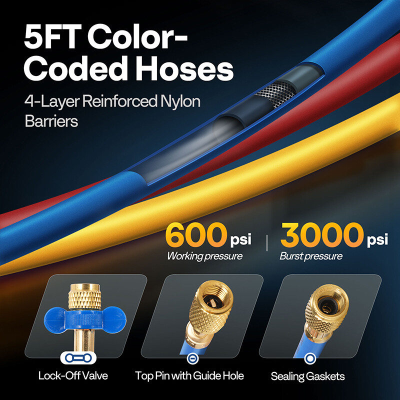 AC Manifold Gauge Set 3 Way For R1234yf R404a R134a Refrigeration Charging