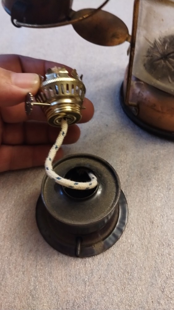 Penco Kerosene Brass Lamp Octagon Snowflake Globe