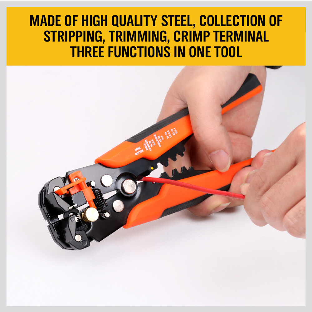 Self Adjusting Insulation Wire Stripper Cutter Crimper Cable Stripping Tools 8"