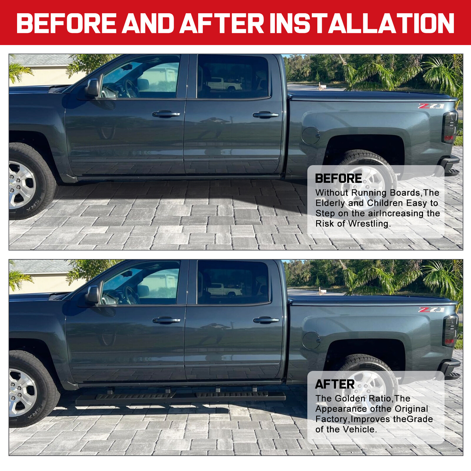 Fit Ford F-150 SuperCrew Cab 6" 2009-2014 Nerf Bar Side Step Running Board Black