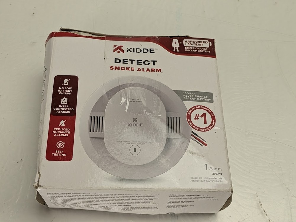 Kidde Hardwired Interconnected Smoke Detector, Photoelectric Sensor with Damage