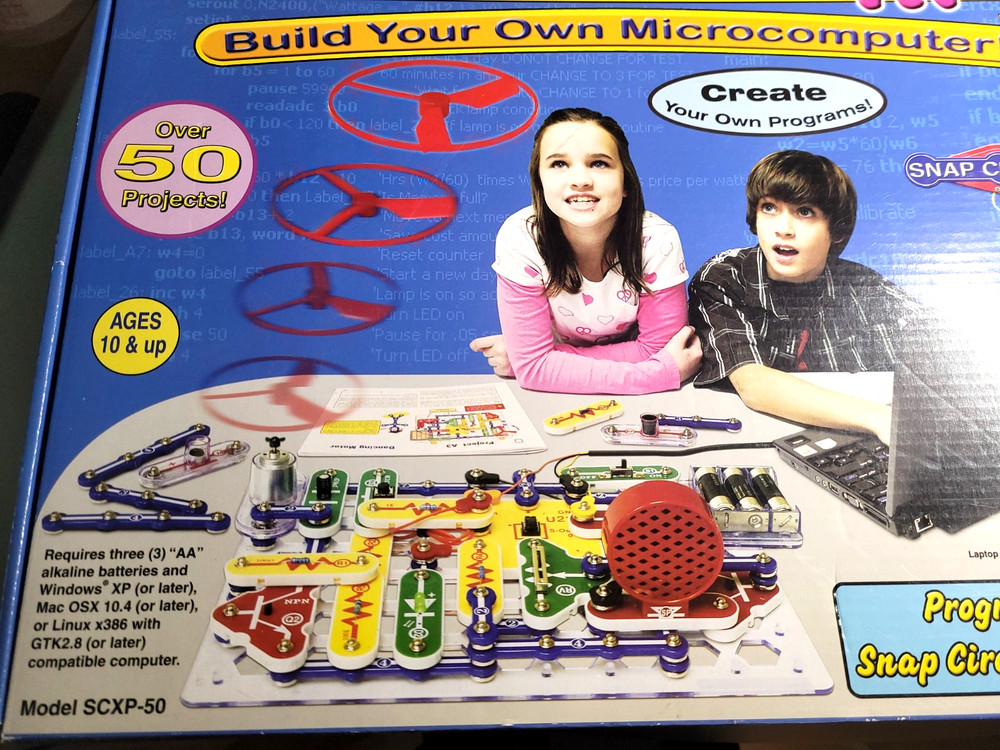 2x Sets Snap Circuits XP 2011 Microcomputer Kit SCXP-50 Elenco New + SC-100 Used