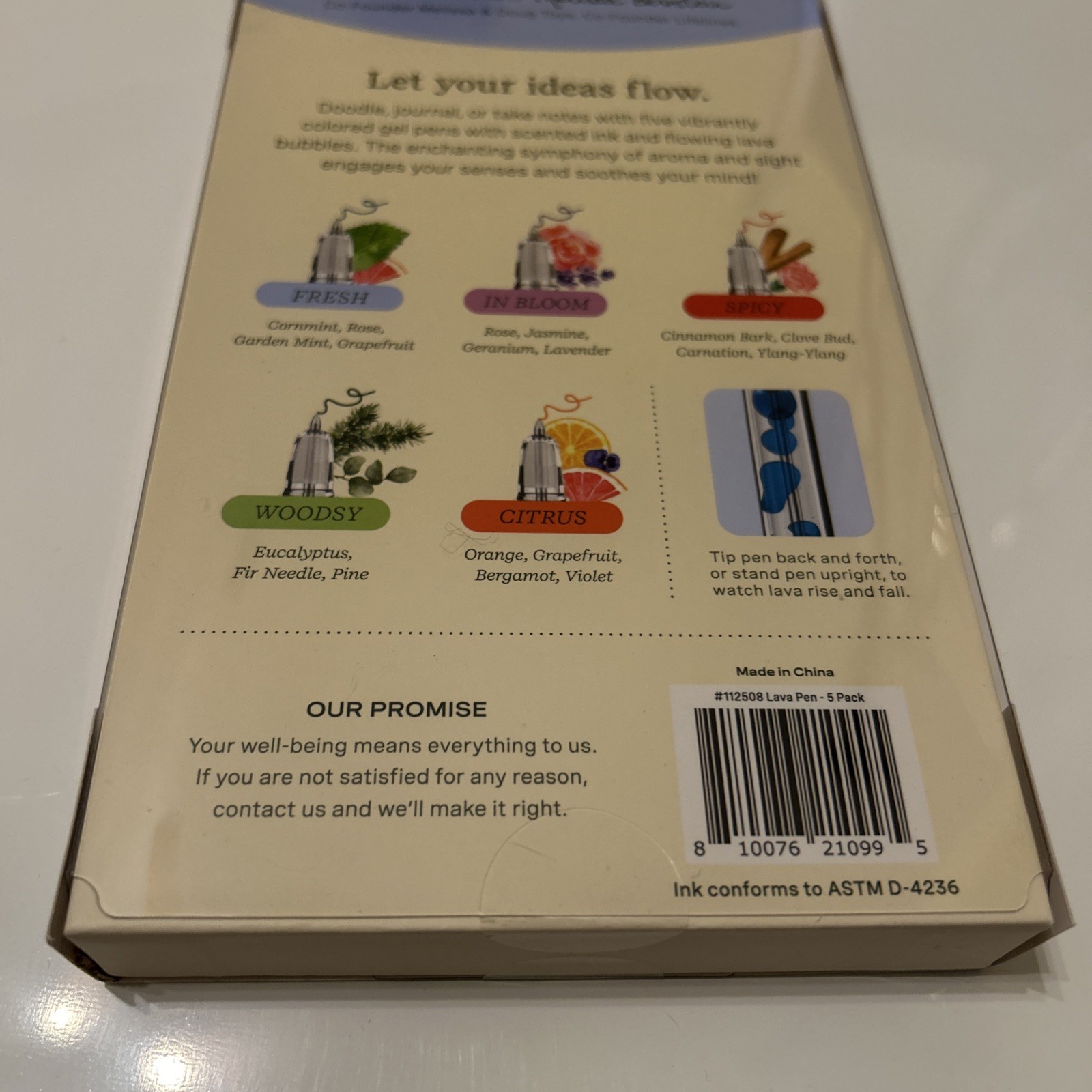 Lifelines Scented Lava Pens 5 Pack Colored Gel Pens Flowing Ink Aromatherapy NEW