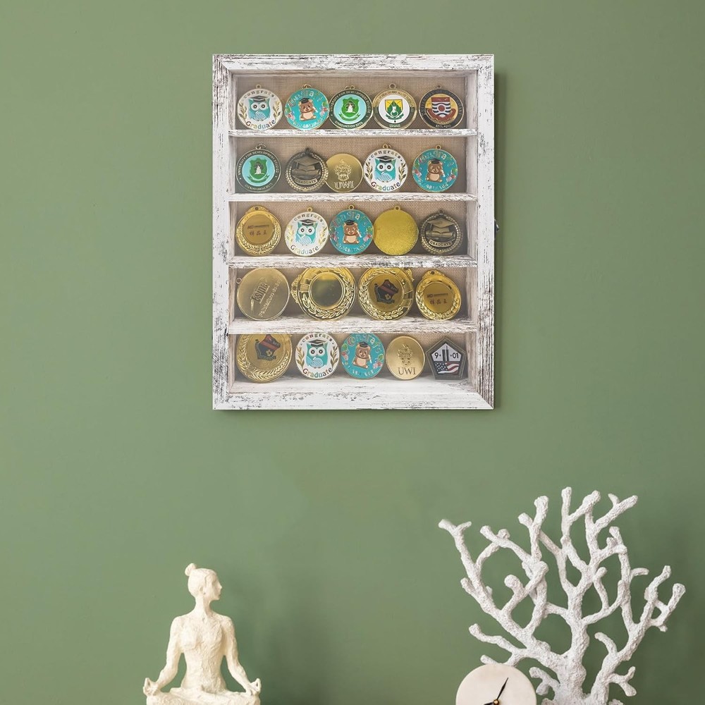 Wall Mount Display Case with Adjustable Shelves White 11x14 Keepsake Shadow Box