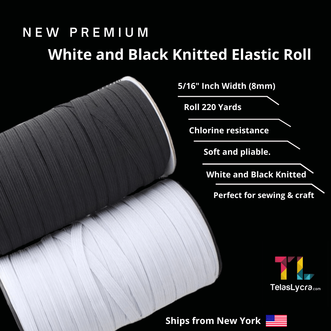 Premium Elastic Bands for Sewing 5/16″ Width (8mm) White and Black 220YD By ROLL