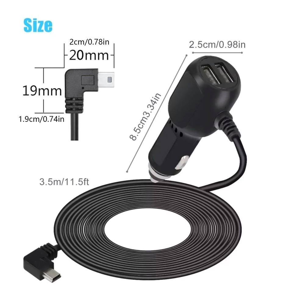 Secure USB Connection Car Charger Cable Power Cord Supply for Camera GPS