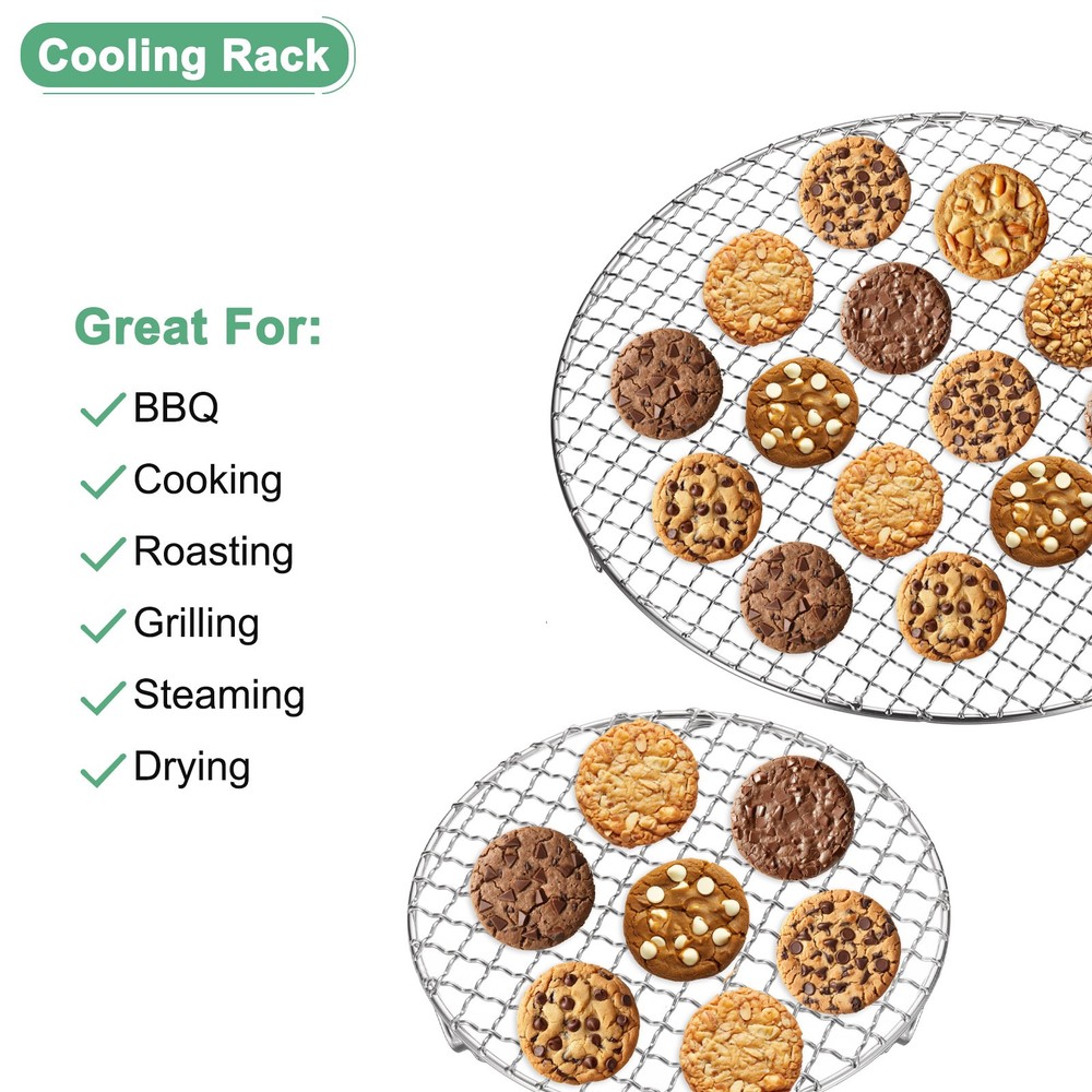 2-Pack Cooling Rack, 8.3" Round Baking Rack with 20mm Legs [Silver]
