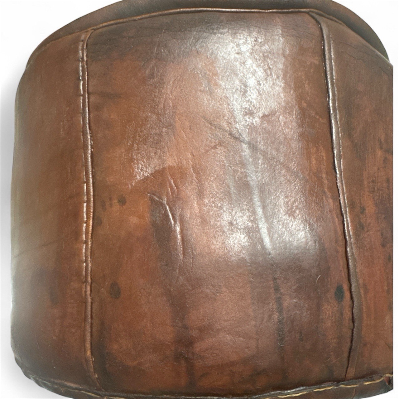 Vintage Peruvian Indigneous Leather Ottoman