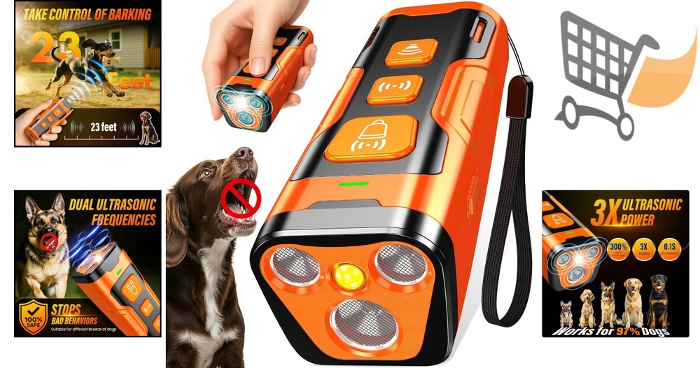 Dog Bark Deterrent Device Ultrasonic 6 Modes 23 FT Range Safe Humane Training