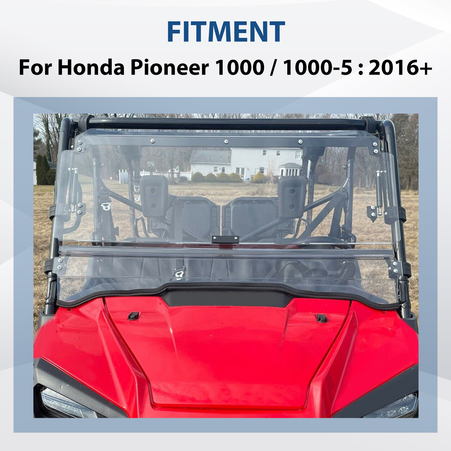 For Honda Pioneer 1000 / 1000-5 Clear Scratch Resistant Flip Windshield 2016-24