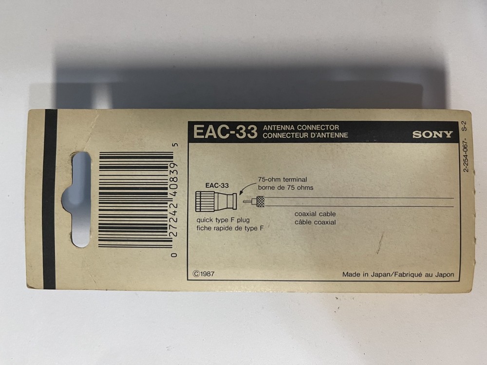 Sony EAC-33 Antenna Connector NOS
