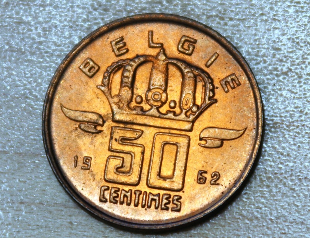 1962 Belgium 50 Centimes Miner Dutch text