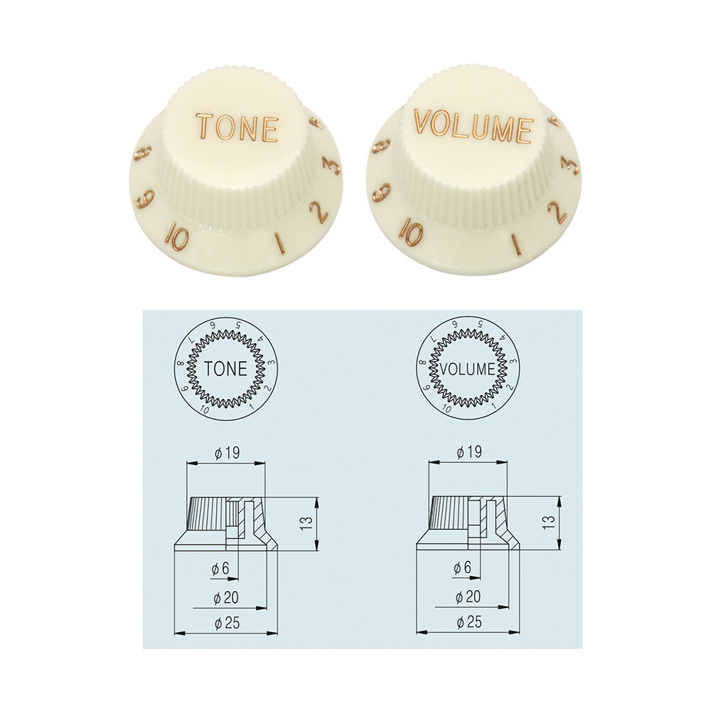 Guitar Speed Knobs 1 Volume 2 Tone Control Knobs for Fender Strat Electric Ivory