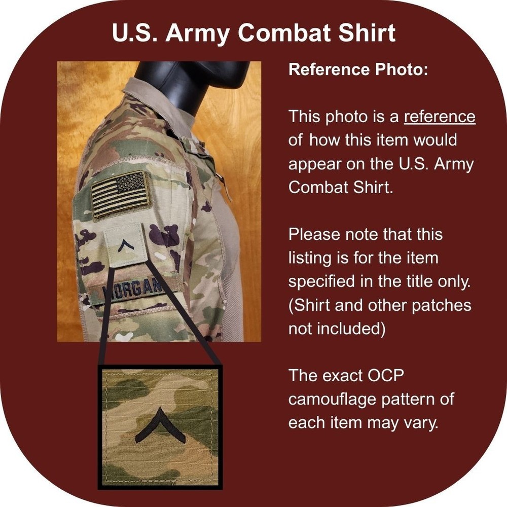 Private (PV2, E-2) OCP Rank Patch U.S. Army Combat Uniform (ACU) - Hook/Loop