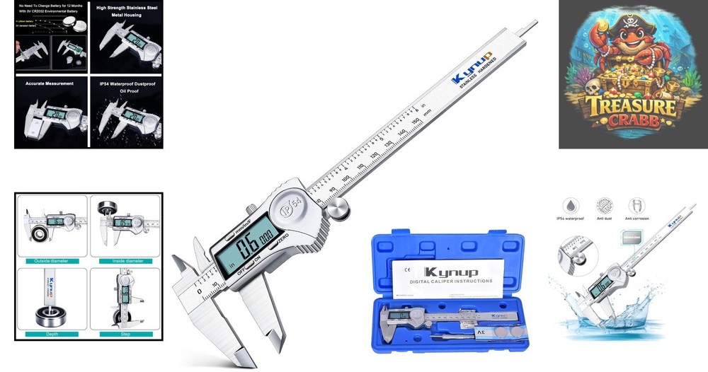 Versatile Digital Caliper 6 Inch - Splash Proof, Large LCD, 3 Units Conversion