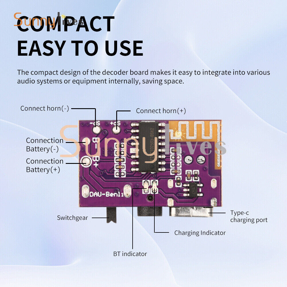 DC3.5V-5V 5W Mono Audio Amplifier Board MP3 TWS Bluetooth Decoding Board Module