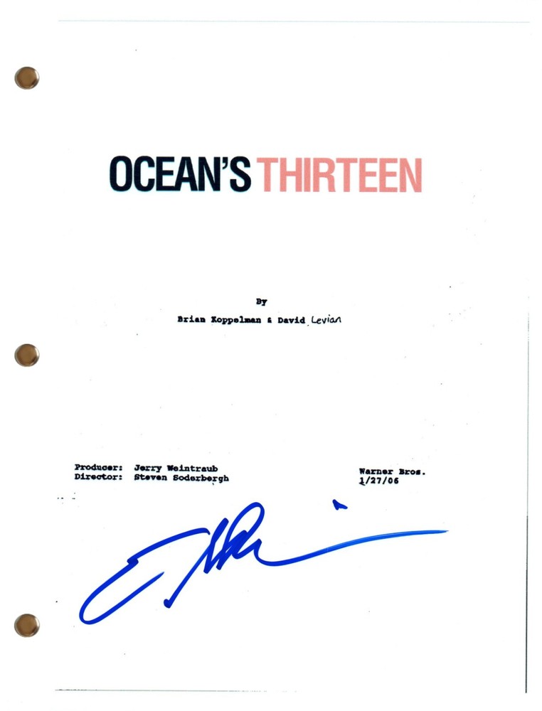 Ellen Barkin Signed Autograph OCEAN'S THIRTEEN Movie Script Full Screenplay COA