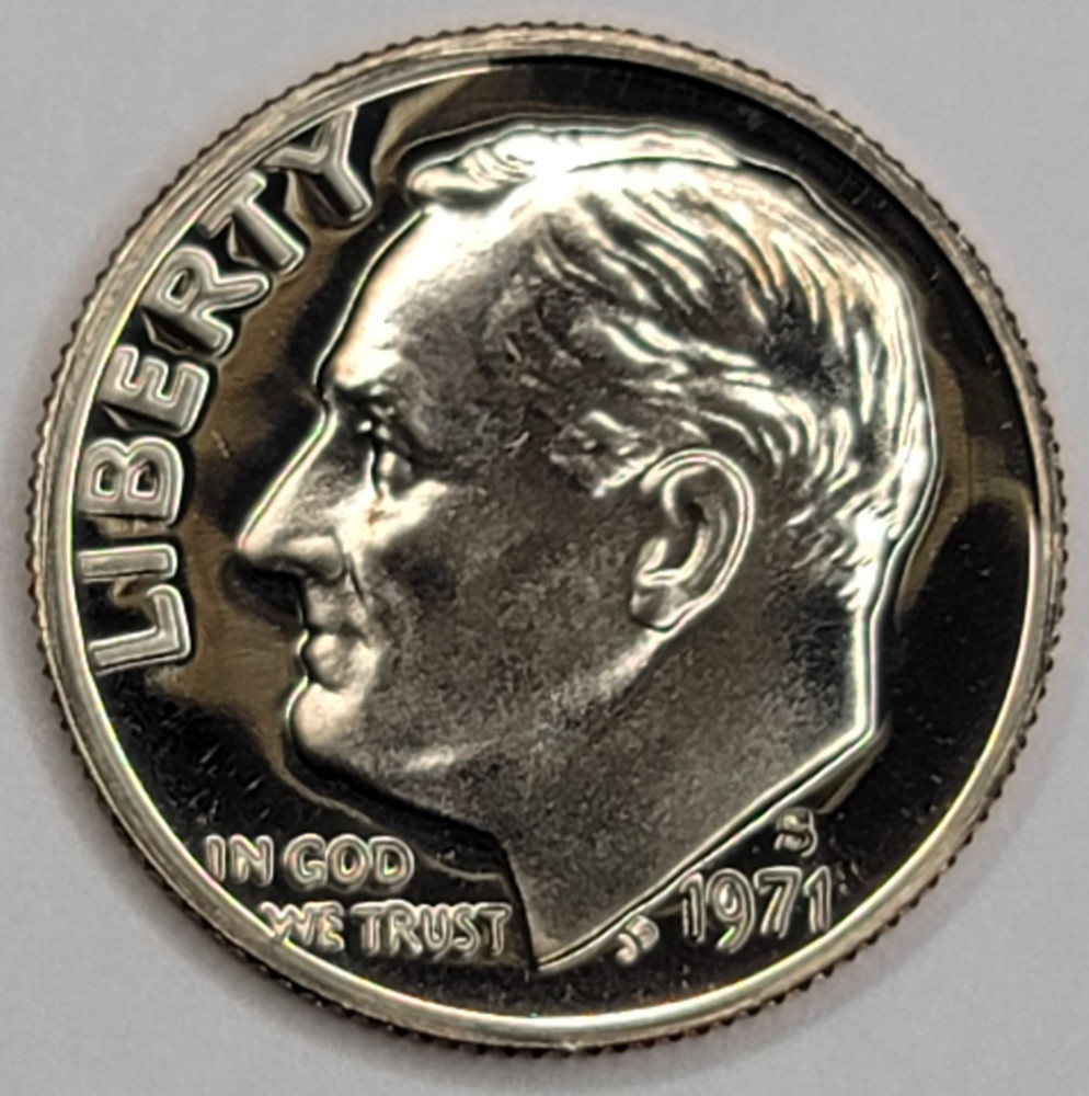 1971 S Proof Cameo Roosevelt Dime - CN-Clad