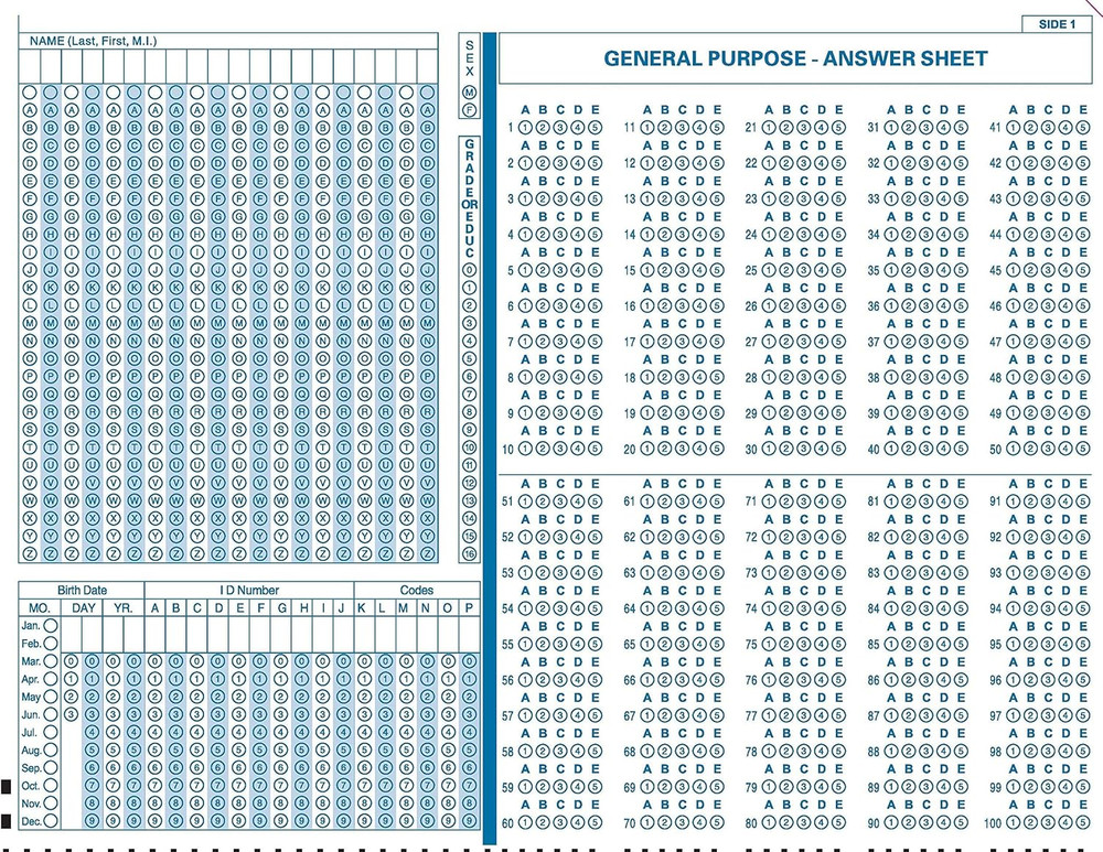 TEST-4521 (50 Sheet Pack) Compatible Testing Forms