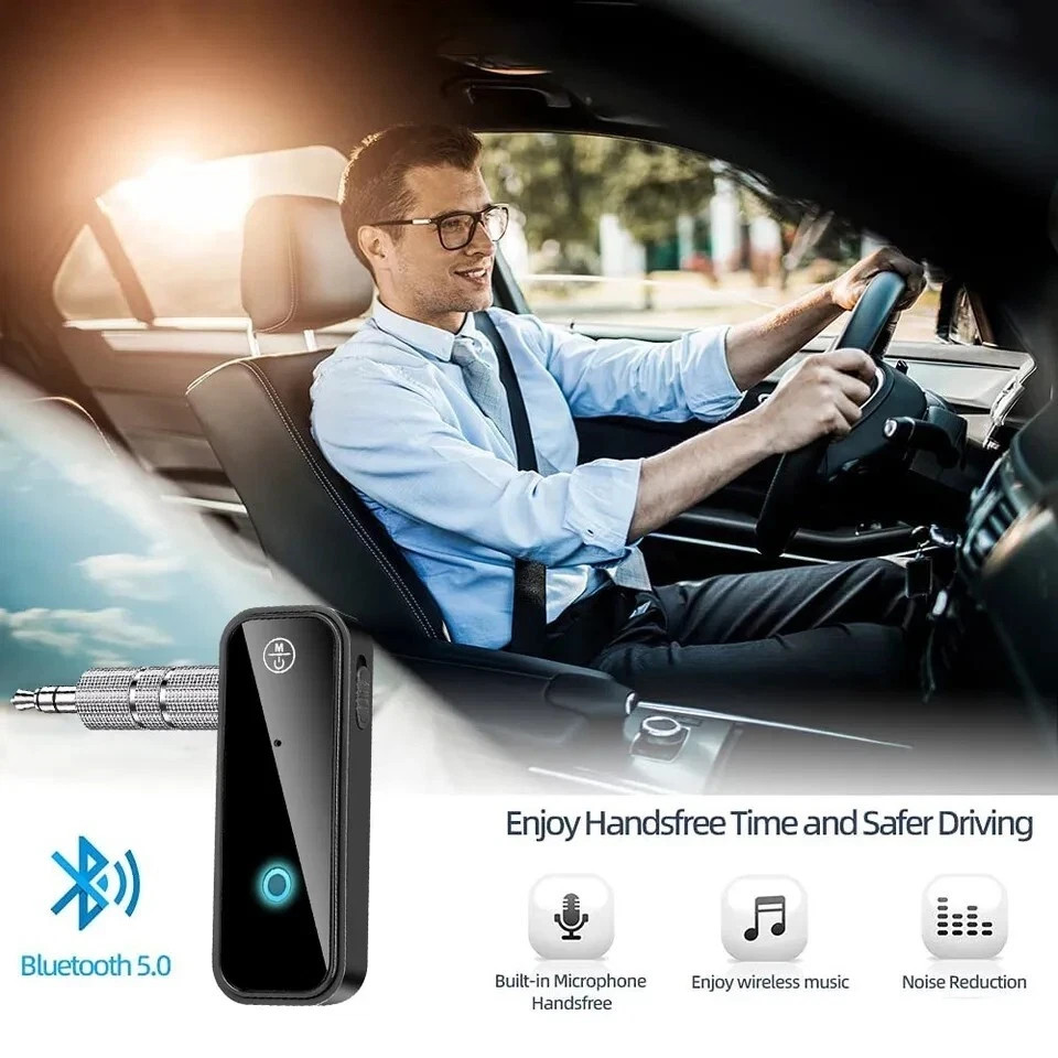 Wireless Bluetooth 5.0 Transmitter Audio Adapter 3.5mm Aux Micro USB Car Kit