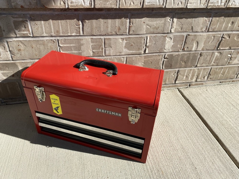 Vintage NICE Craftsman 2 Two Drawer Deep Top Tool Box Red Toolbox