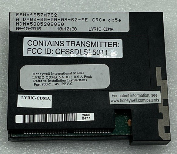 Honeywell lyric cellular communicator Module-part#800-21145 Rev.C-UNTESTED