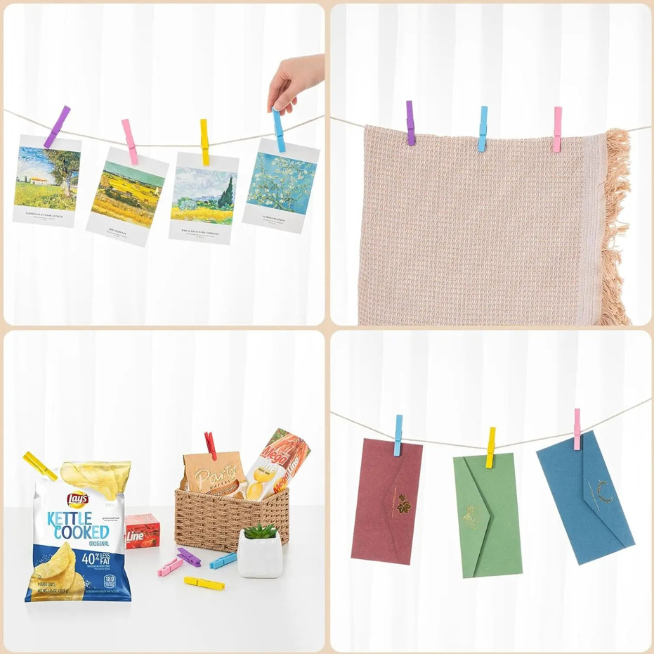 20 pcs Colorful Wooden Clothespins 2.83in Heavy Duty Wood Clips Crafts Laundry