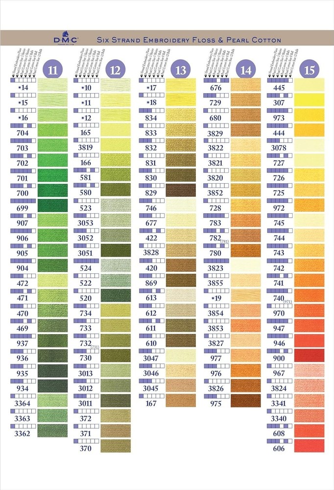Needlework Threads Color Card with 12 Pages